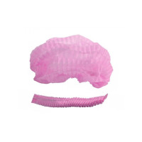 Disposable medical caps with a pink elastic band, pcs.