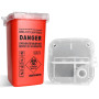 Receptacle for used disposables (needles, cartridges), (Red)
