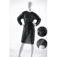 Одноразовый халат с длинным рукавом, чёрный