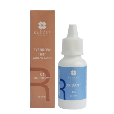 Zestaw do koloryzacji brwi Klever Beauty 01 Light Brown, 15 ml + oksydant 3%, 30 m
