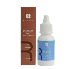 Zestaw farba do brwi Klever Beauty 02 Brown i oksydant 3%, 15 ml