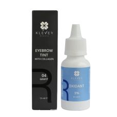 Zestaw do koloryzacji brwi Klever Beauty 04 Grafit, 15 ml + oksydant 3%, 30 ml