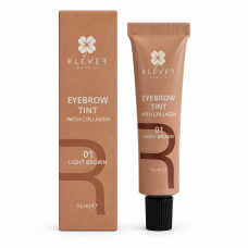 Farba do brwi z kolagenem Klever Beauty, 01 Light Brown (jasny brąz), 15 ml
