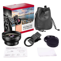 Лінза для телефону Apexel APL-0.45WM Deluxe Lens Clip Kit 2 in 1, набір лінз, об'єктивів для телефона, смартфона