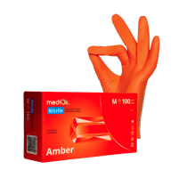 MediOk by AMPri AMBER orange non-trile gloves, size M