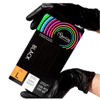 Чёрные виниловые перчатки SanGig, плотность 5 г — 100 шт L