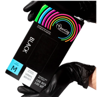 Чёрные виниловые перчатки SanGig, плотность 5 г — 100 шт M