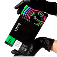 Black Vinyl Gloves SanGig, 5 g Density — 100 pcs S