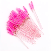 Щіточки для брів і вій з блистками, 50 шт світло рожеві