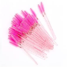 Щіточки для брів і вій з блистками, 50 шт світло рожеві