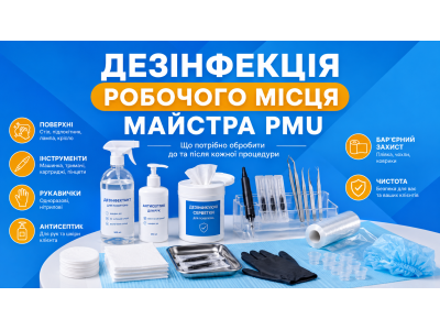 Дезинфекция рабочего места мастера PMU